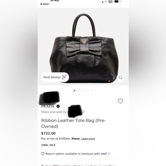 💜 guaranteed Authentic Prada Black Fiocco Bow Calf Leather
Handbag💜 - Picture 16 of 16